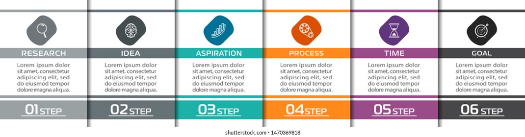Business Infographic template. Vector design with icons and 6 options or steps.