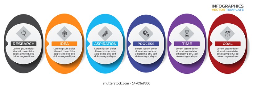 Business Infographic template. Vector design with icons and 6 options or steps.