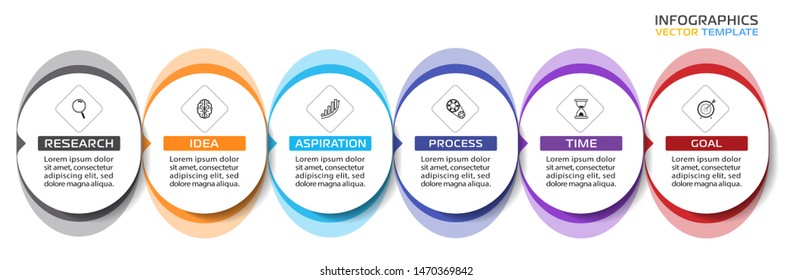 Business Infographic template. Vector design with icons and 6 options or steps.