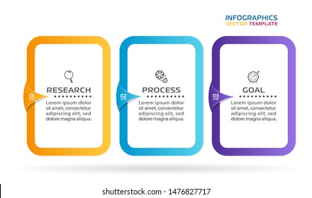 Plantilla de información empresarial. Diseño de vectores con iconos y 3 opciones o pasos.