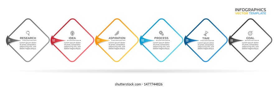 Business Infographic template. Vector design with icons and 6 options or steps.