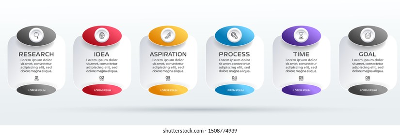 Business Infographic template. Vector design with icons and 6 options or steps.