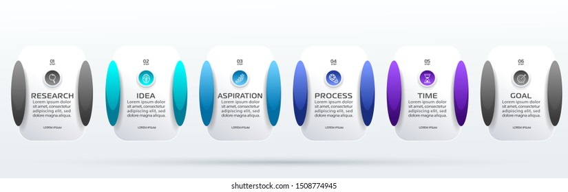 Business Infographic template. Vector design with icons and 6 options or steps.