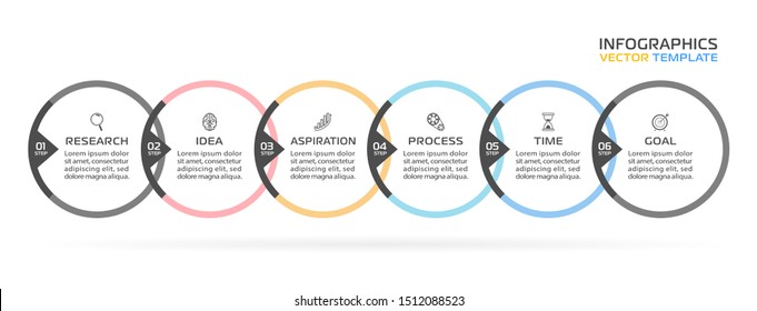 Plantilla de información empresarial. Diseño de vectores con iconos y 6 opciones o pasos.