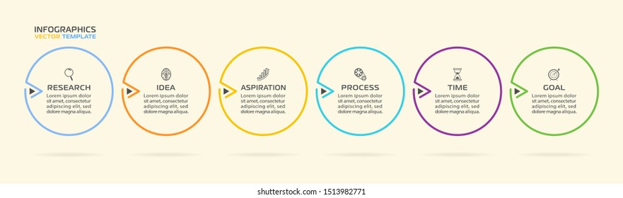 Business Infographic template. Vector design with icons and 6 options or steps.