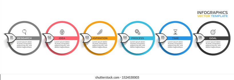 Business Infographic template. Vector design with icons and 6 options or steps.