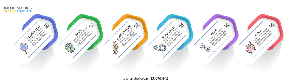 Business Infographic template. Vector design with icons and 6 options or steps.