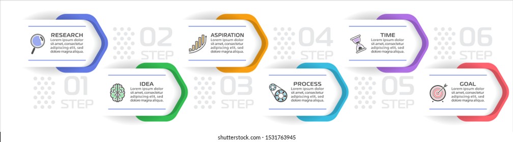 Business Infographic template. Vector design with icons and 6 options or steps.