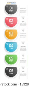 Business Infographic template. Vector design with icons and 6 options or steps.