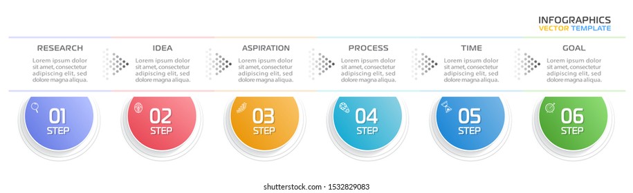 Business Infographic template. Vector design with icons and 6 options or steps.