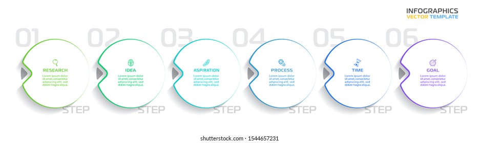 Business Infographic template. Vector design with icons and 6 options or steps.
