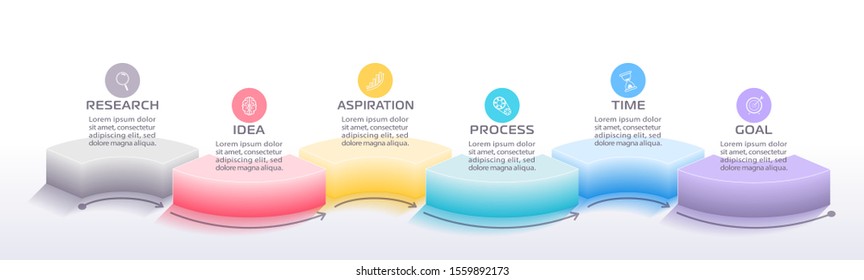 Plantilla de información empresarial. Diseño de vectores con iconos y 6 opciones o pasos.