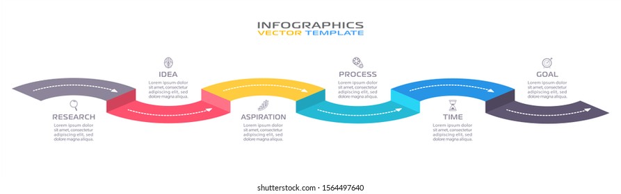 Business Infographic template. Vector design with icons and 6 options or steps.