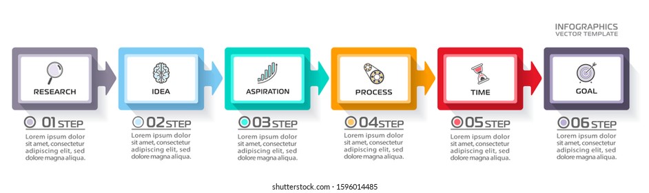 Business Infographic template. Vector design with icons and 6 options or steps.
