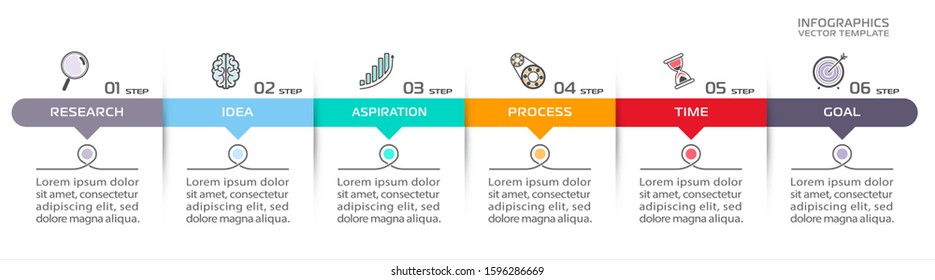 Business Infographic template. Vector design with icons and 6 options or steps.