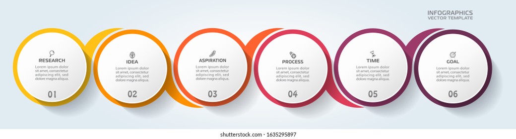 Business Infographic template. Vector design with icons and 6 options or steps.