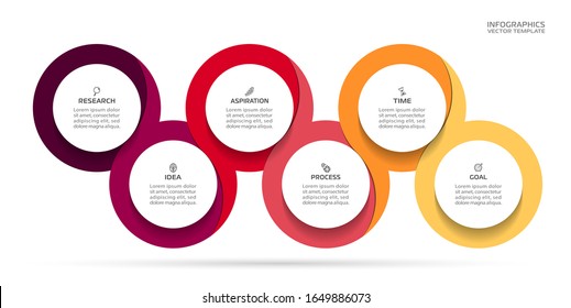 Business Infographic template. Vector design with icons and 6 options or steps.
