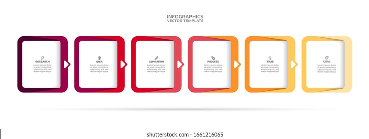 Plantilla de información empresarial. Diseño de vectores con iconos y 6 opciones o pasos.