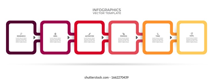 Business Infographic template. Vector design with icons and 6 options or steps.