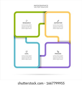 Infografik-Vorlage für Unternehmen. Vektorillustration-Design mit Symbolen und 4 Optionen oder Schritten.