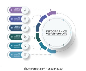 Business Infographic template. Vector design with icons and 6 options or steps.