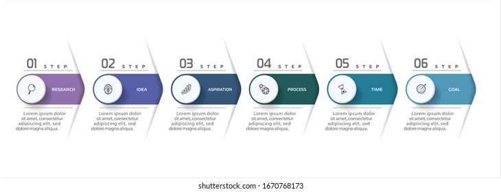 Business Infographic template. Vector design with icons and 6 options or steps.
