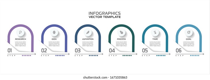 Business Infographic template. Vector design with icons and 6 options or steps.