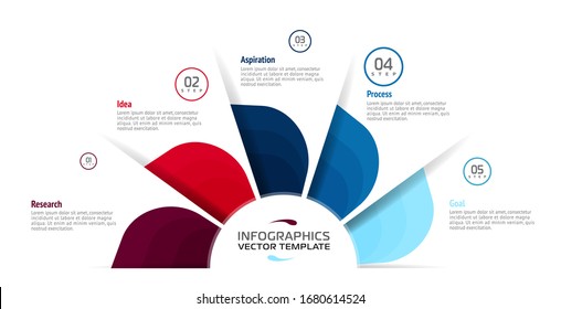 Plantilla de información empresarial. Diseño de vectores con iconos y 5 opciones o pasos.