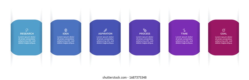 Plantilla de información empresarial. Diseño de vectores con iconos y 6 opciones o pasos.