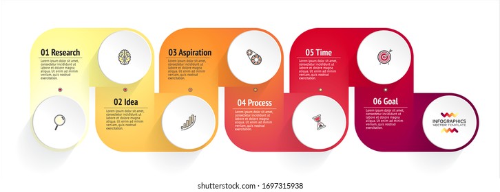 Plantilla de información empresarial. Diseño de vectores con iconos y 6 opciones o pasos.