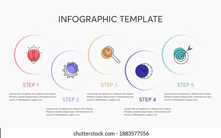Business infographic template. Vector design with icons, text and 5 options or steps. Blank space for content, business, infographic, diagram, flowchart, process, diagram, time line.