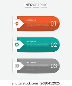 Elemento de vetor de modelo de informações comerciais. Colunas verticais de 3 etapas para informações de negócios e design gráfico da Web