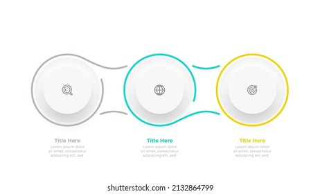 Plantilla de infografía empresarial. Proceso de línea de tiempo de vectores con 3 opciones o pasos. Se puede utilizar para diagrama de flujo de trabajo, gráfico de información, diseño web.