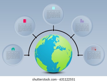 Business infographic template with world map vector illustration some Elements of this image furnished by NASA