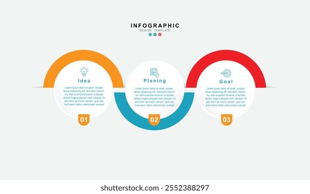 Business infographic template.3 Step timeline journey. Process diagram, 3 options on white background