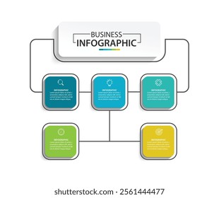 Business infographic template.5 Step timeline journey, vector illustration
