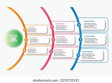 Plantilla infográfica de negocio, flores, punto, flores, colores, moderna, presentación powerpoint, grafo, diseño, elegante, simple,uiux,Elemento para invitación de diseño,Ilustración vectorial.Información de causa y efecto.