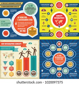 Business infographic templates concept vector illustration. Abstract banner set. Advertising promotion layout collection for presentation. Graphic design elements. 