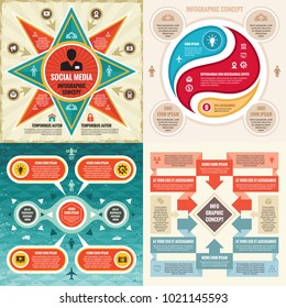 Business infographic templates concept vector illustration. Abstract banner set. Advertising promotion layout collection for presentation. Graphic design elements. 