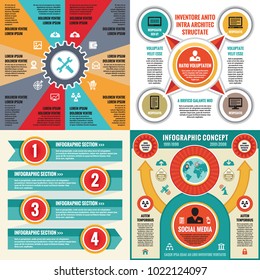 Business infographic templates concept vector illustration. Abstract banner set. Advertising promotion layout collection for presentation. Graphic design elements. 