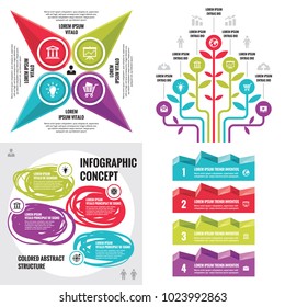Business infographic templates concept vector illustration. Abstract banner set. Advertising promotion layout collection for presentation. Graphic design elements. 