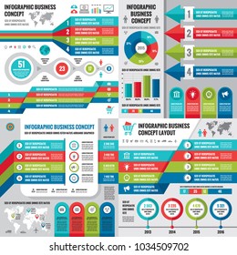 Business infographic templates concept vector illustration. Abstract banner set. Advertising promotion layout collection for presentation. Numbered step options. Graphic design elements. 