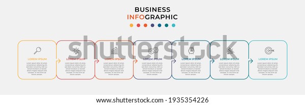 Business\
Infographic thin line arrow design template Vector with icons and 7\
options or steps. Can be used for process diagram, presentations,\
workflow layout, banner, flow chart, info\
graph