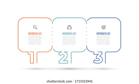 Business infographic thin line design label with 3 number options or steps. Can be used for workflow diagram, info chart, annual report, web design.