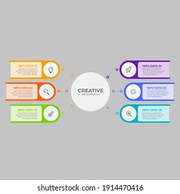 Business Infographic Thin line design with numbers 6 options or steps