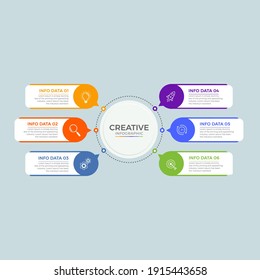 Business Infographic Thin line design with numbers 6 options or steps