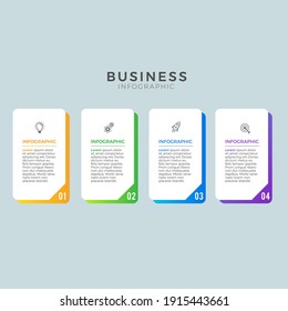 Business Infographic Thin line design with numbers 4 options or steps