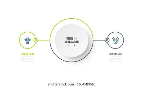 Business Infographic thin line elements for presentation or annual report. Vector with marketing icons and 2 step, option.