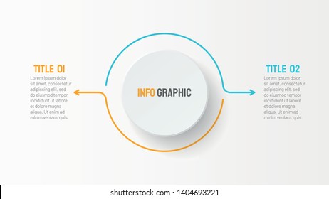 Business infographic. Thin line flat with 2 options, steps, arrows. Vector template.