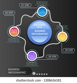 Business infographic with thin line icons. Good solution for web, data, media and other projects.